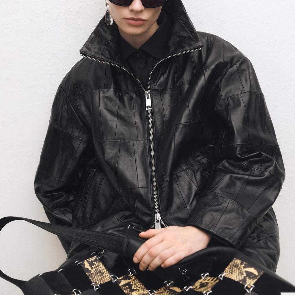 Mango Selection Oversized Patchwork Leather Coat - image 4